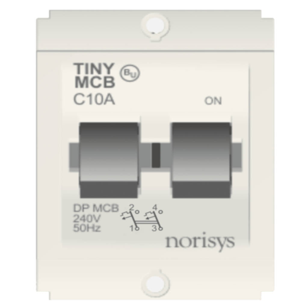 Norisys Square Series Tiny MCB Double Pole 6-32A