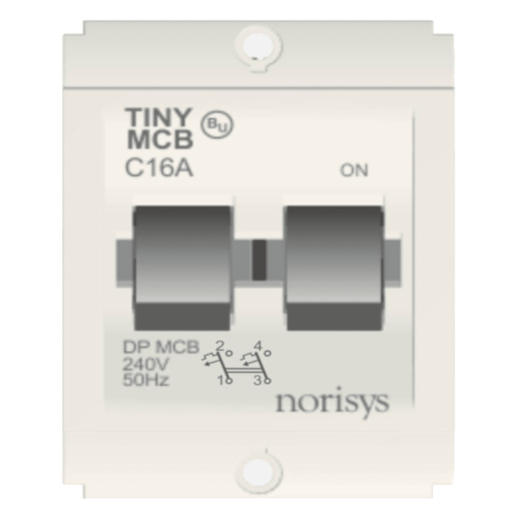 Norisys Square Series Tiny MCB Double Pole 6-32A