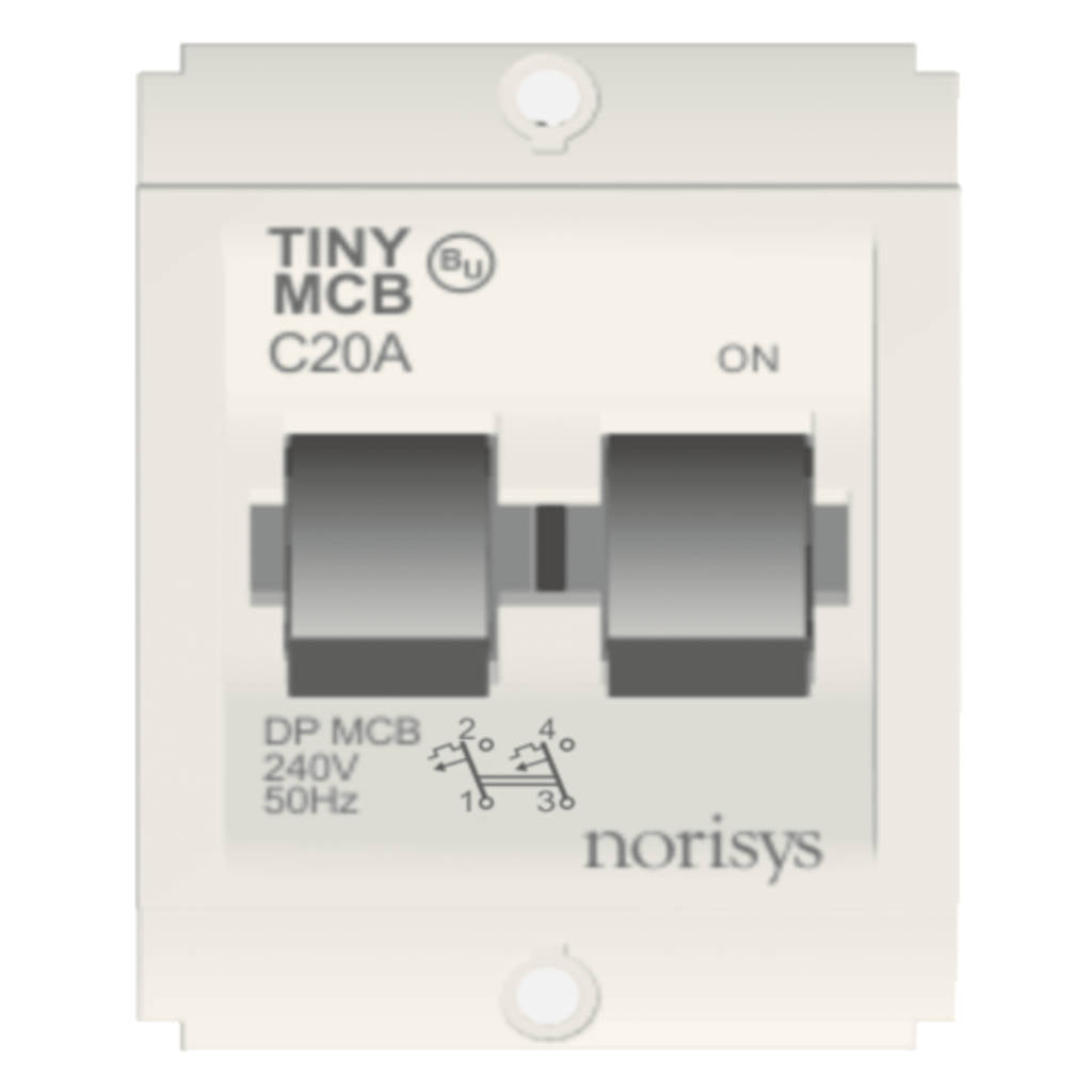 Norisys Square Series Tiny MCB Double Pole 6-32A