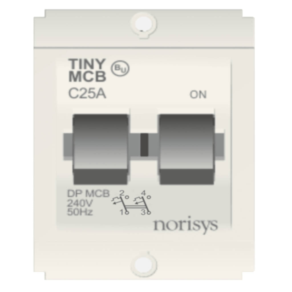Norisys Square Series Tiny MCB Double Pole 6-32A