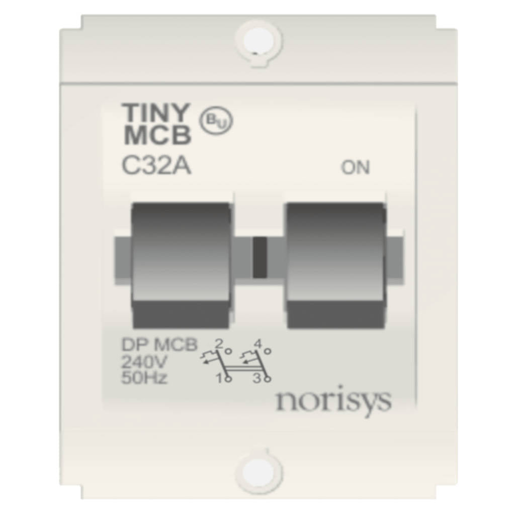 Norisys Square Series Tiny MCB Double Pole 6-32A