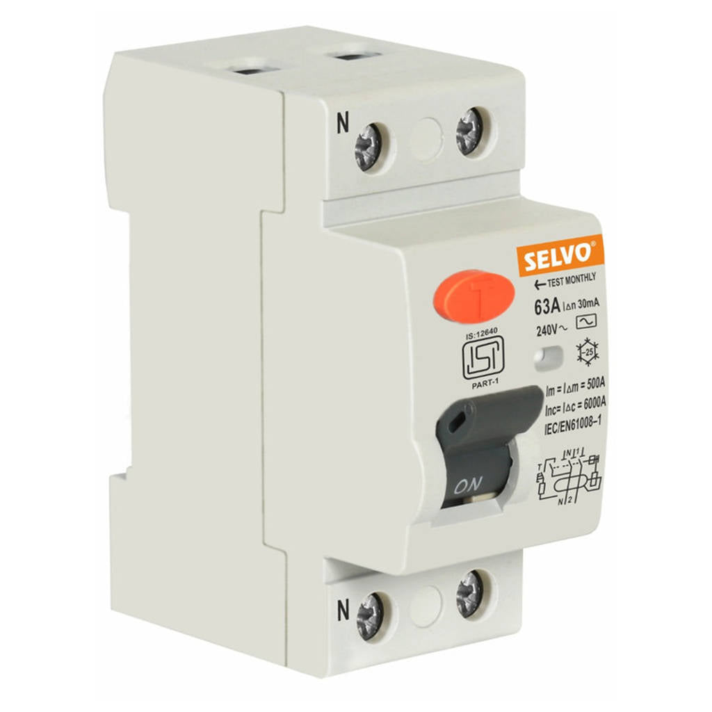 Selvo RCCB Double Pole 30mA 40-63A