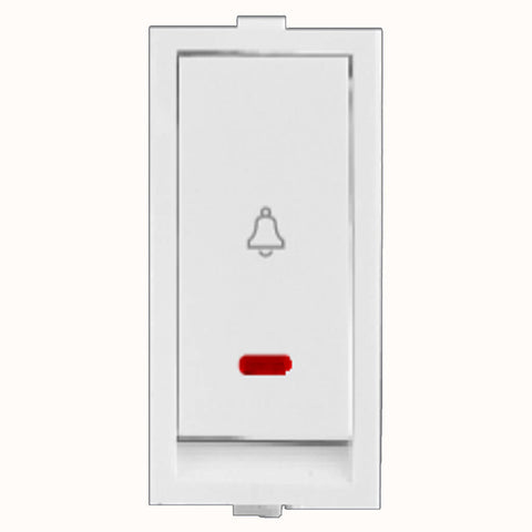 Hello Flat Bell Push Switch With Indicator 10A White 1427 