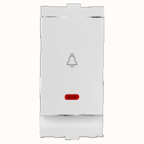 Hello Flat Jumbo Bell Push Switch With Indicator 10A White 1437 