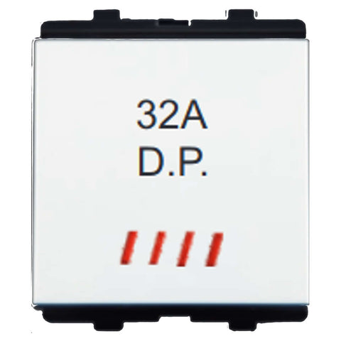 Hello Evaan Modular Double Pole Switch With Indicator 2M 32A White 1317 