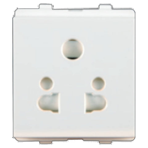 Hello Evaan Modular Multi Socket With Mobile Socket Safety Shutter 2M 6A 2In1 White 1319 