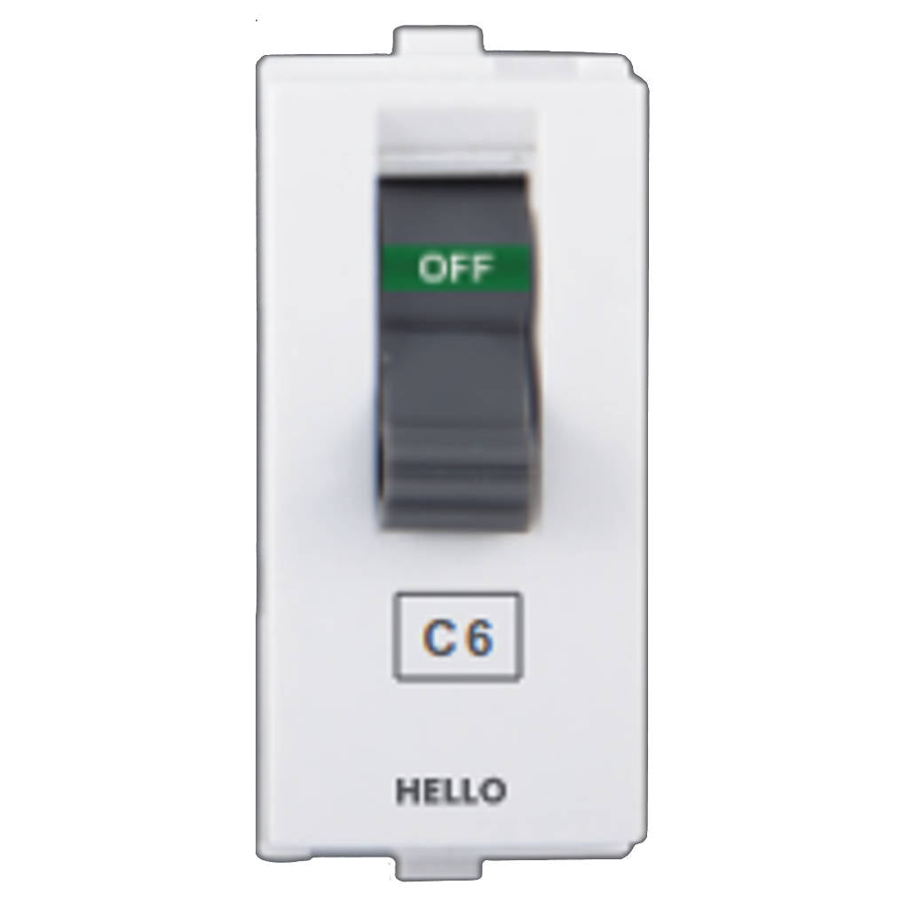 Hello Evaan Modular MCB Single Pole 1M White 