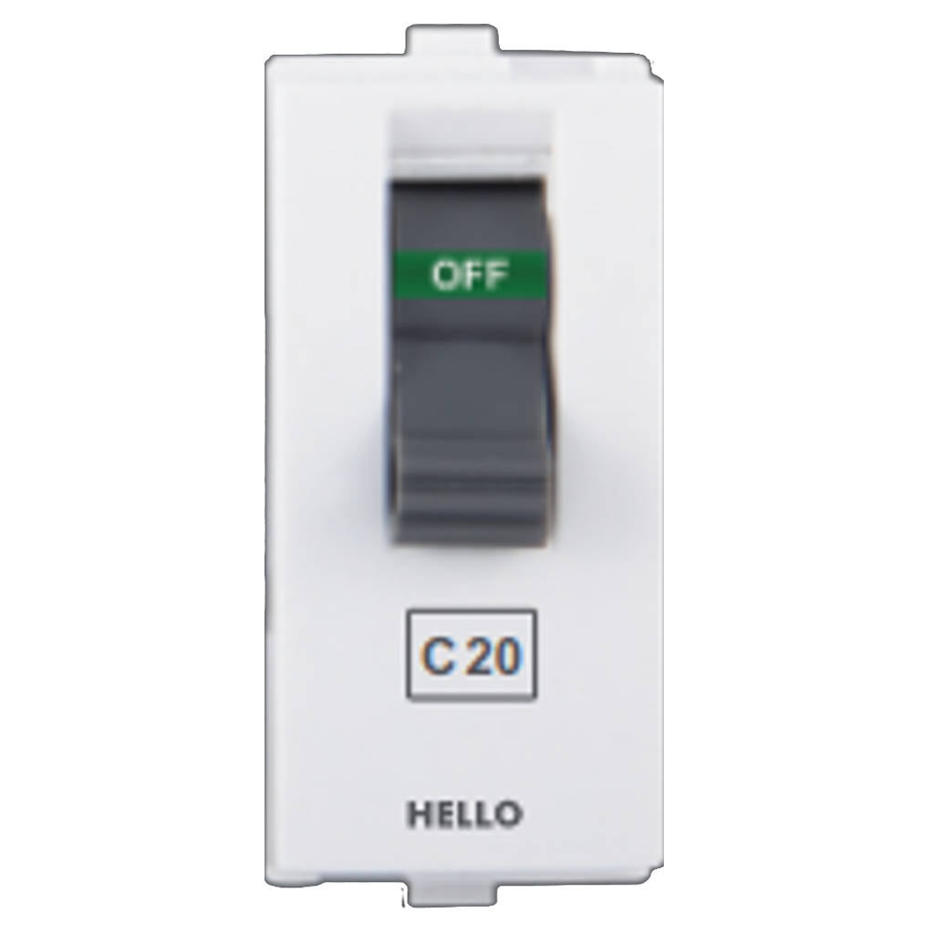 Hello Evaan Modular MCB Single Pole 1M White