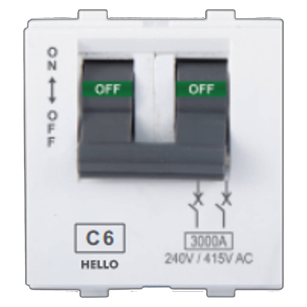 Hello Evaan Modular MCB Double Pole White 
