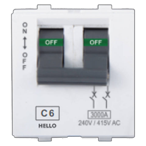 Hello Evaan Modular MCB Double Pole White 