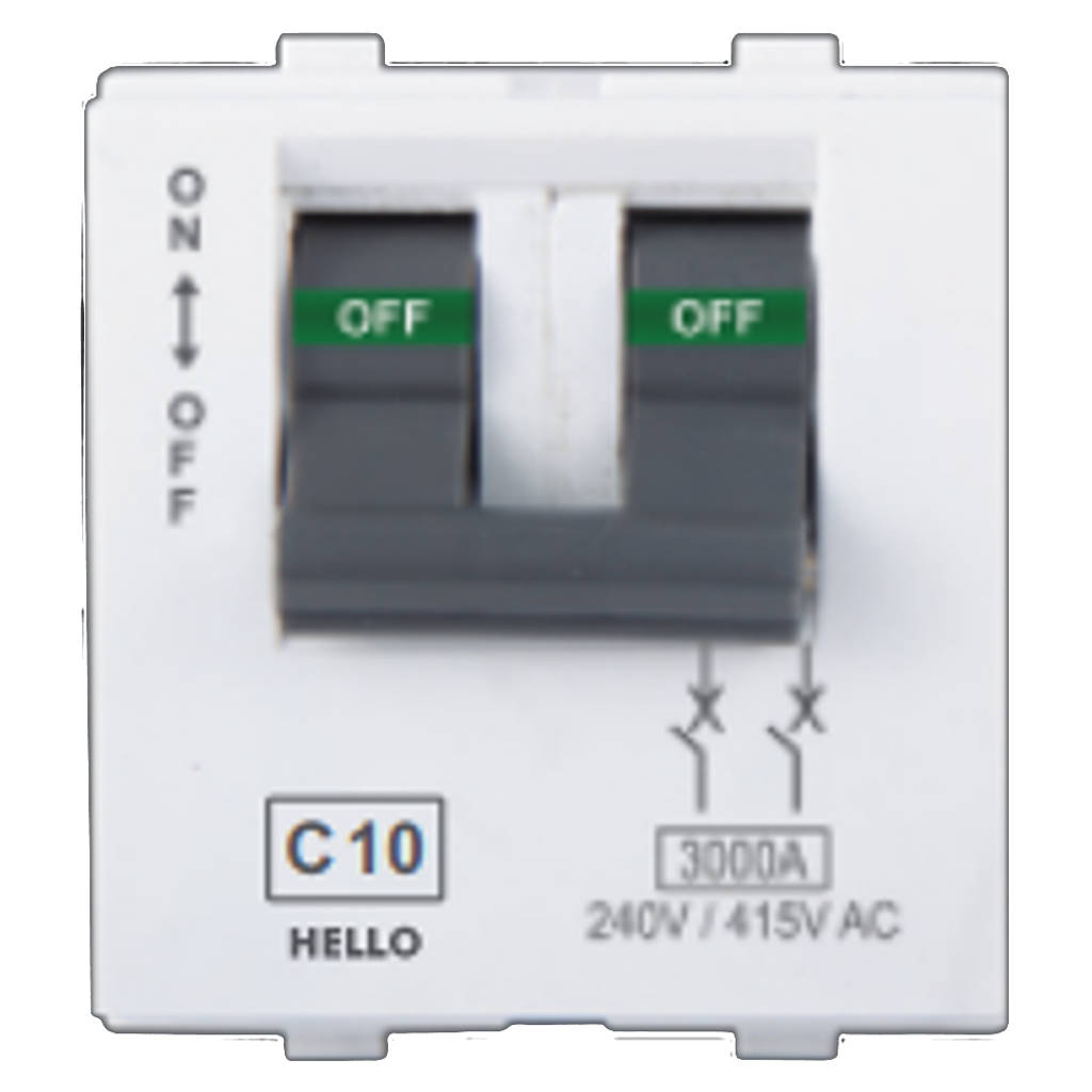 Hello Evaan Modular MCB Double Pole White