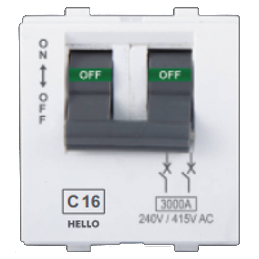 Hello Evaan Modular MCB Double Pole White