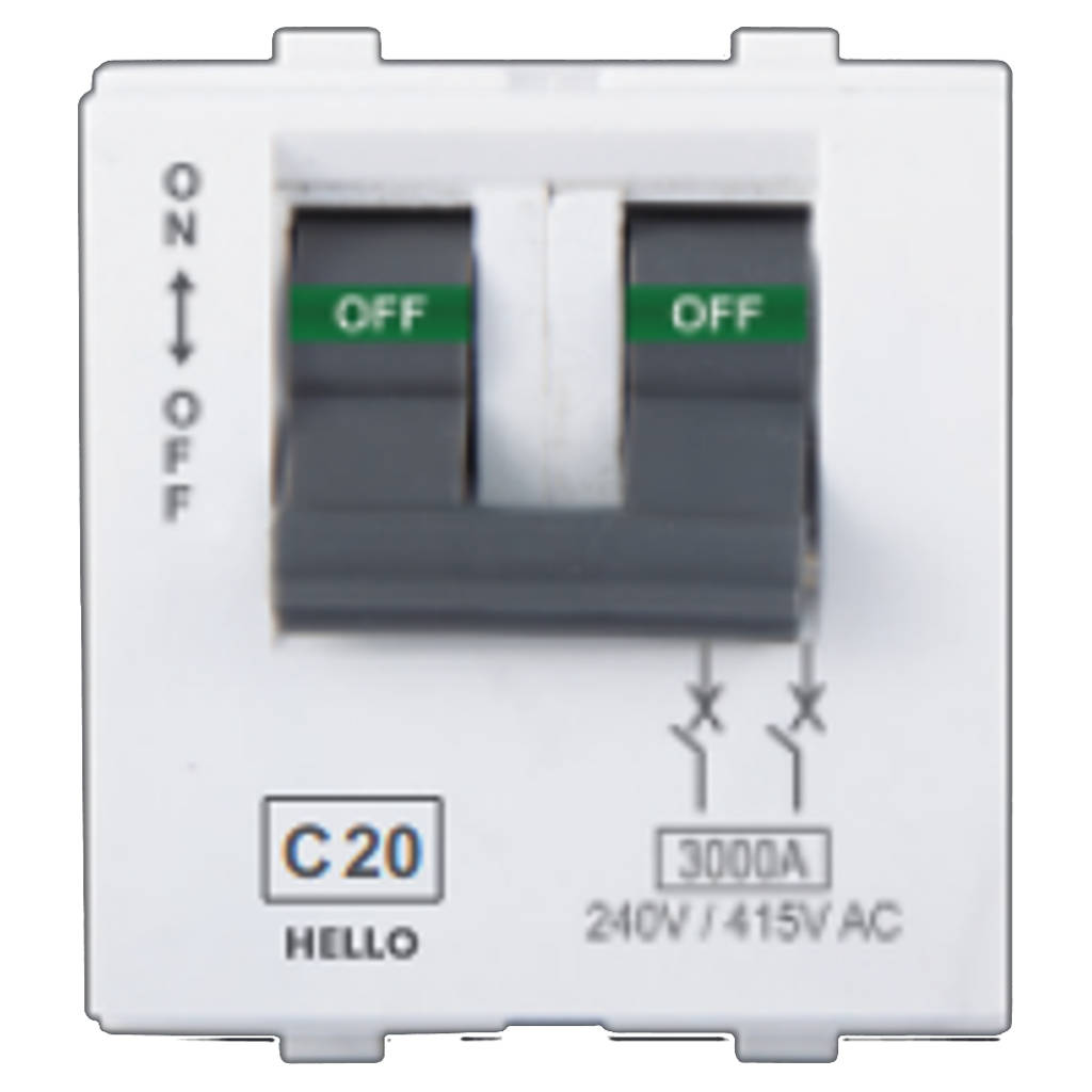 Hello Evaan Modular MCB Double Pole White