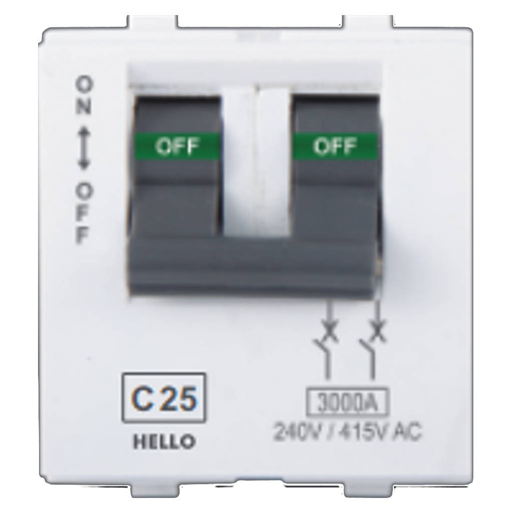 Hello Evaan Modular MCB Double Pole White