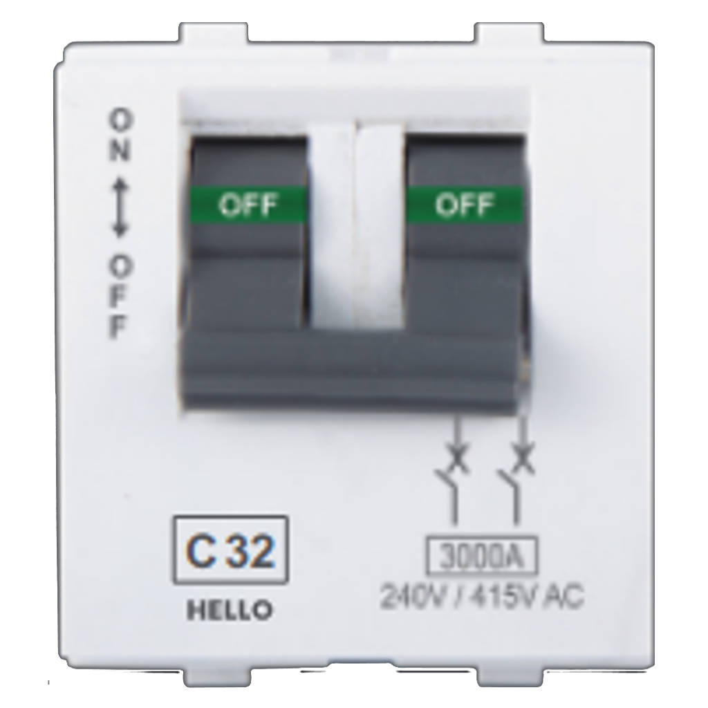 Hello Evaan Modular MCB Double Pole White