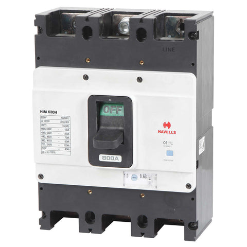 Havells Moulded Case Circuit Breaker Three Pole 65kA 500-630A HIM 630 