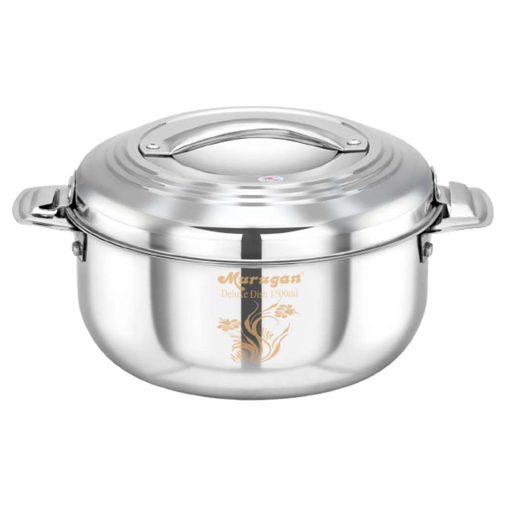 Murugan Deluxe Dish Hot Casserole Stainless Steel 1000ml SS007 
