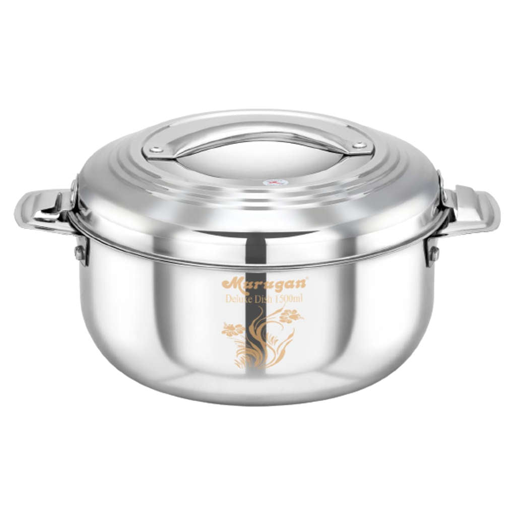 Murugan Deluxe Dish Hot Casserole Stainless Steel 1500ml SS008 