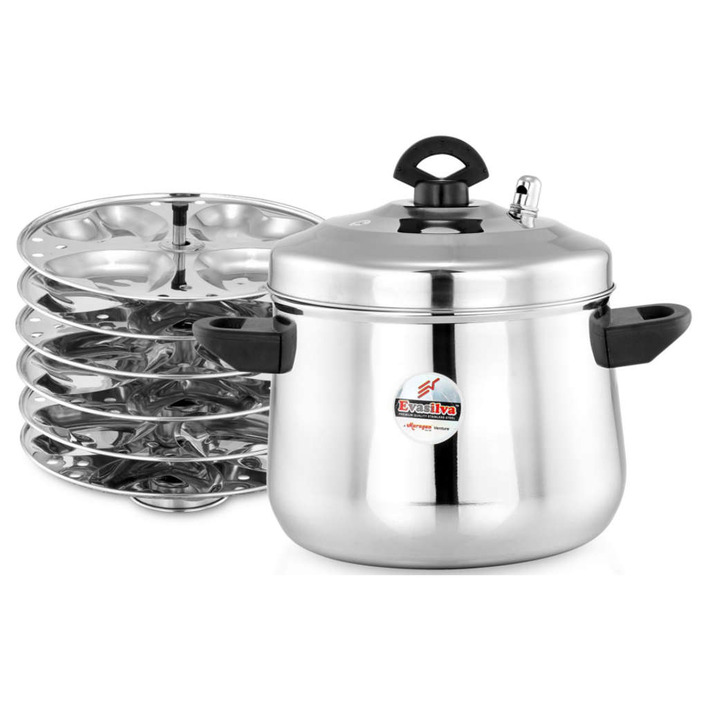Murugan Evasilva Curve Idly Cooker 6 Plates Stainless Steel SS013