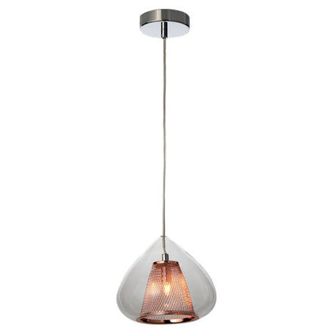 Jaquar Pendant Light Clear Glass Rose Gold Mesh With Chrome Finishing 1 Light JNL-CHR-MD160020051C 