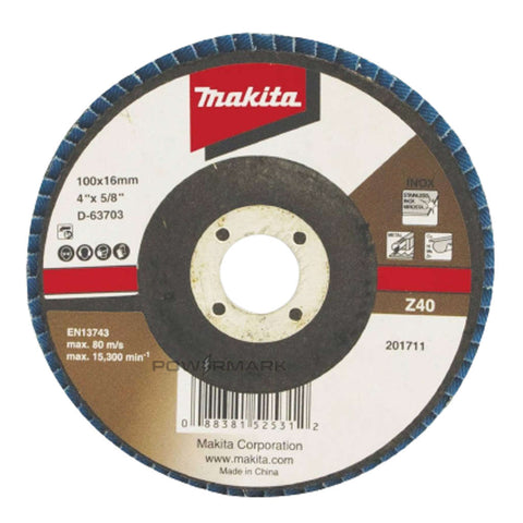 Makita Angle Type Flap Disc Zirconia Aluminum 100mm 