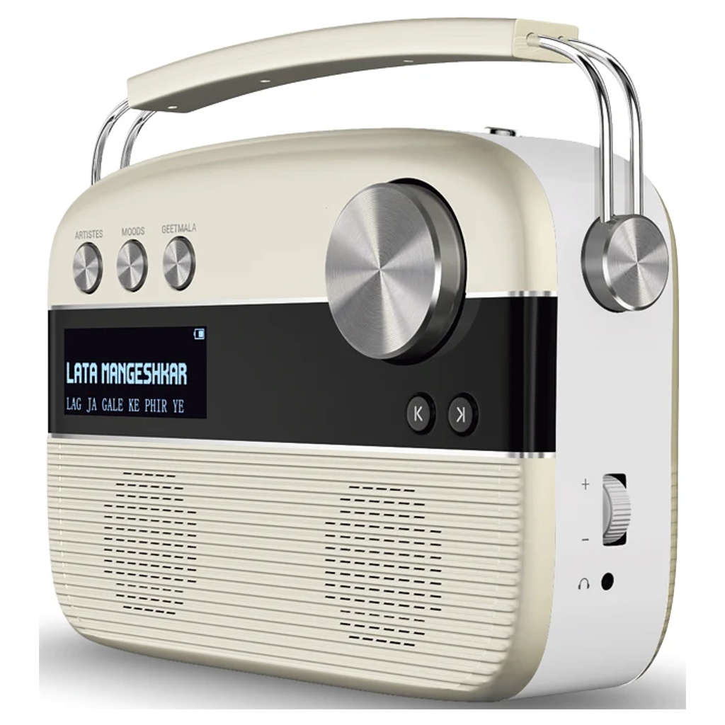 Saregama Carvaan MP SC03 Digital Hindi Audio Player With 5000 Pre-Loaded Songs Remote Control Porcelain White SC03/R20008