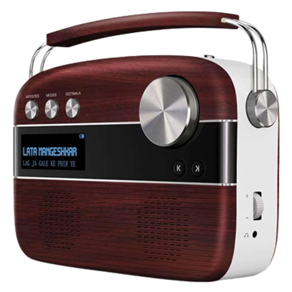 Saregama Carvaan MP SC03 Digital Hindi Audio Player With 5000 Pre-Loaded Songs Remote Control Cherrywood Red SC03/R20012