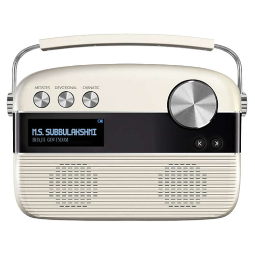 Saregama Carvaan MP SC03 Digital Tamil Audio Player With 5000 Pre-Loaded Songs Remote Control Porcelain White SC03/R47001 