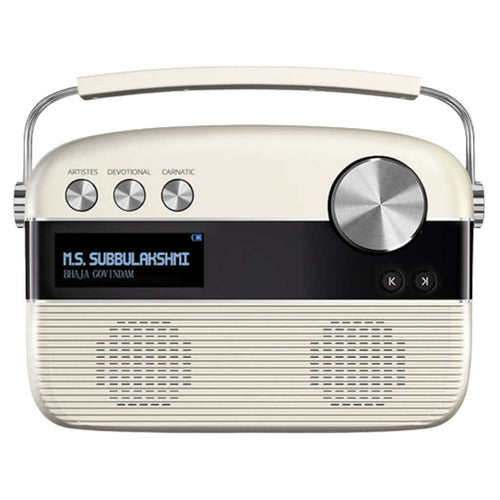 Saregama Carvaan MP SC03 Digital Tamil Audio Player With 5000 Pre-Loaded Songs Remote Control Porcelain White SC03/R47001 