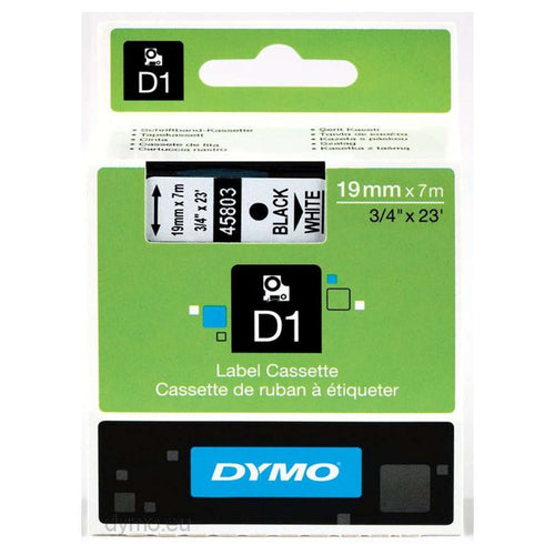 Dymo S0720830 D1 Label Tape 19mmx7m Black On White 45803 