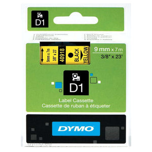 Dymo S0720730 D1 Label Tape 9mmx7m Black On Yellow 40918 