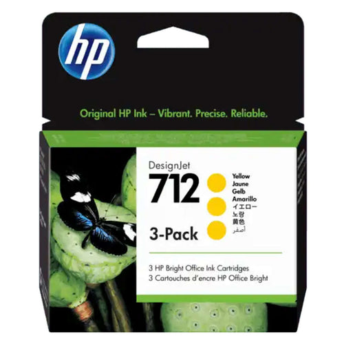 HP 712 3-Pack 29ml Yellow DesignJet Ink Cartridge 