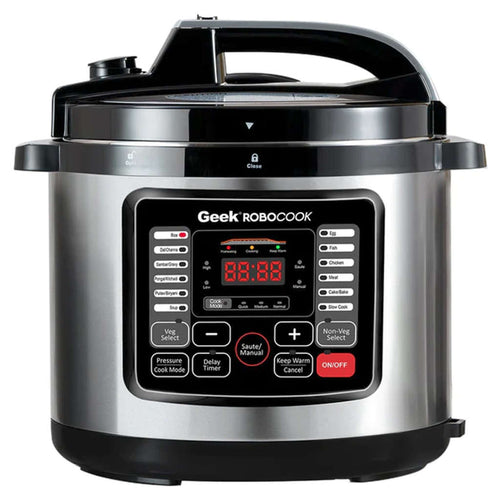 Geek Robocook Nuvo Electric Pressure Cooker With Stainless Steel Pot 8 Litre Black 