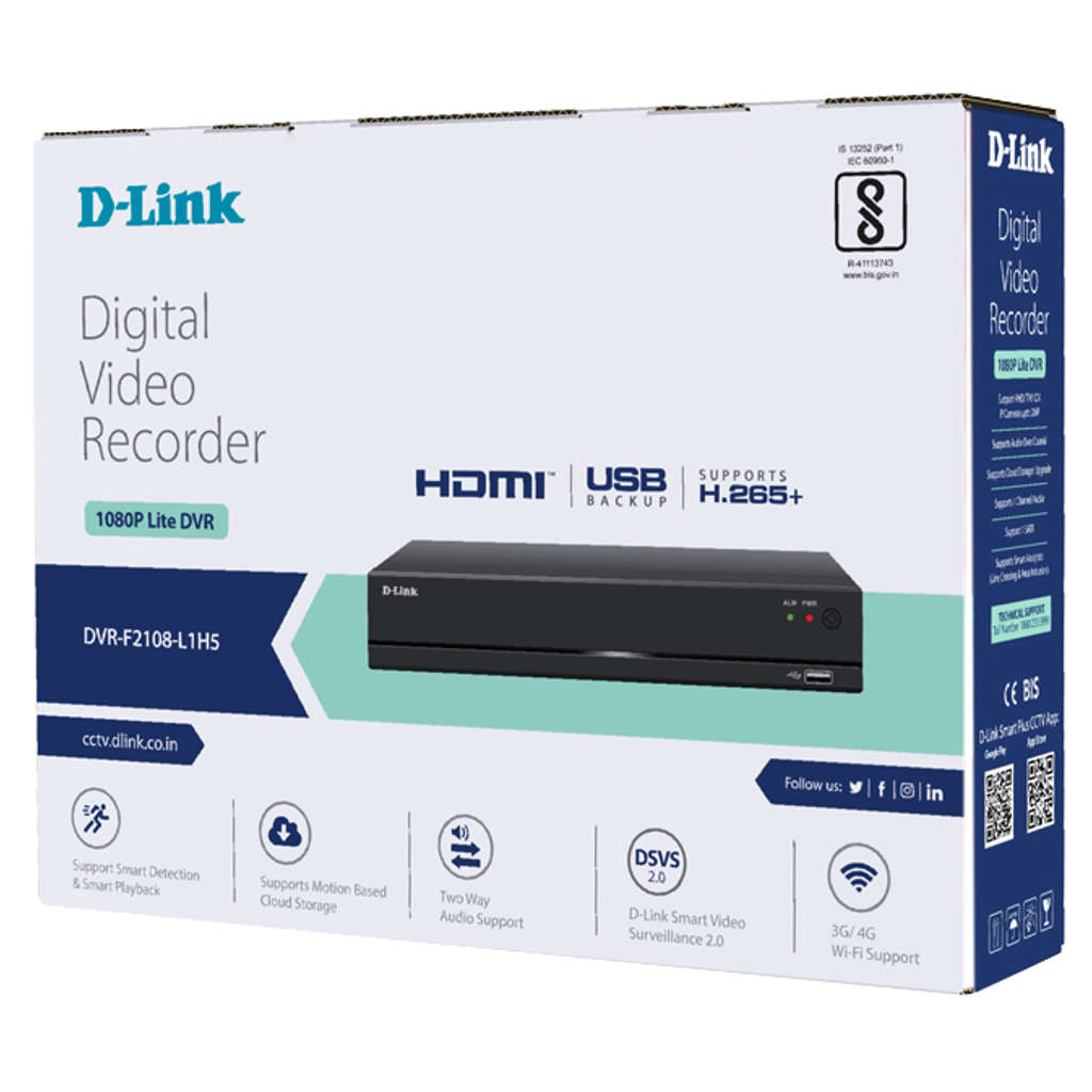 D-Link Digital Video Recorder 8CH H.265+2MPLite 1SATA DVR-F2108-L1H5
