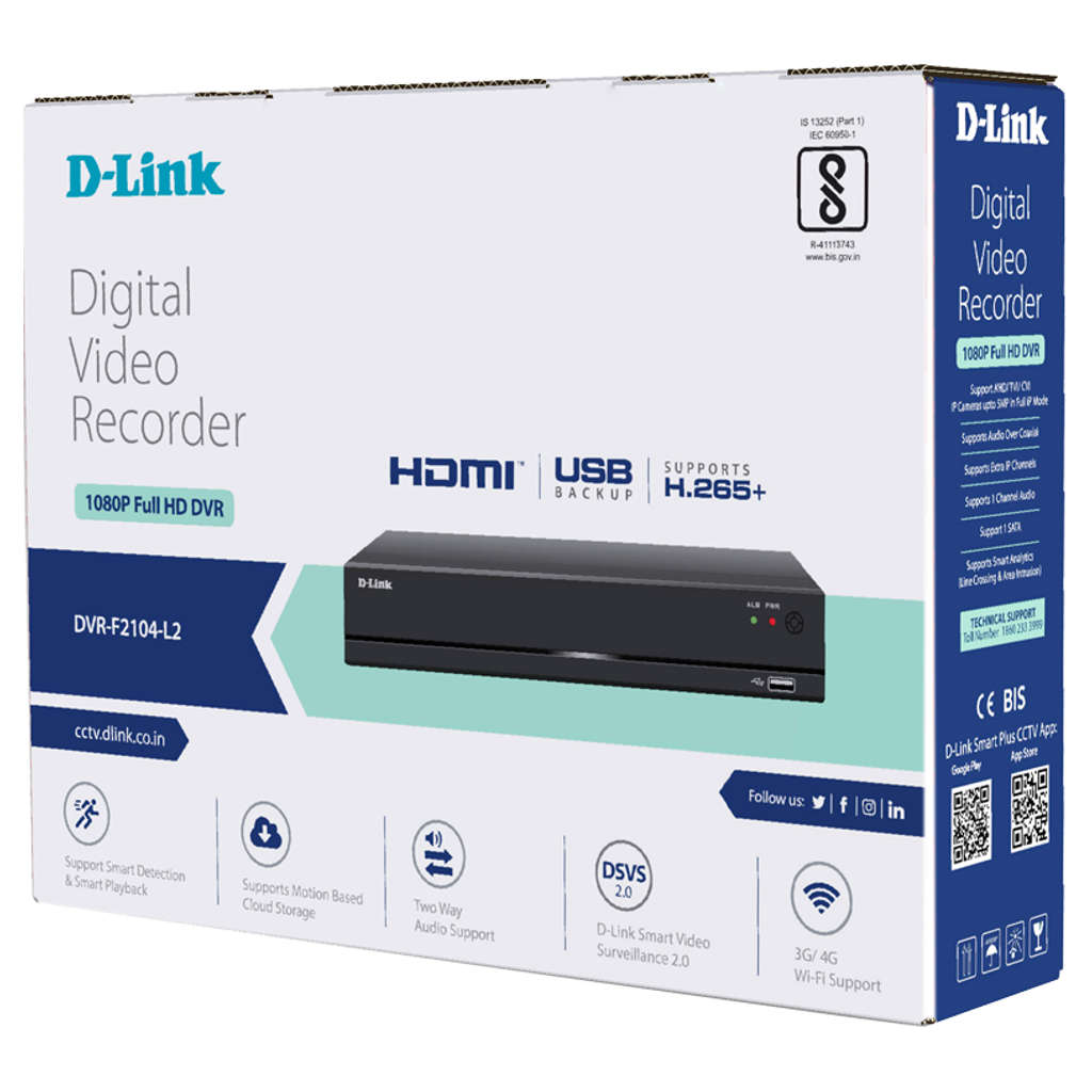 D-Link Digital Video Recorder 4CH H.265+ 1SATA DVR-F2104-L2
