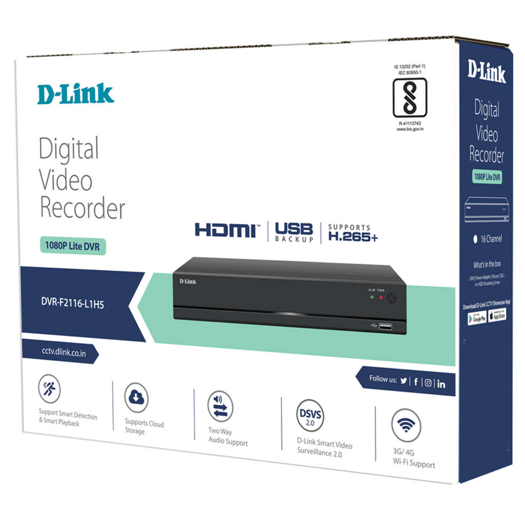 D-Link Digital Video Recorder 16CH H.265+ 1SATA DVR-F2116-L1H5