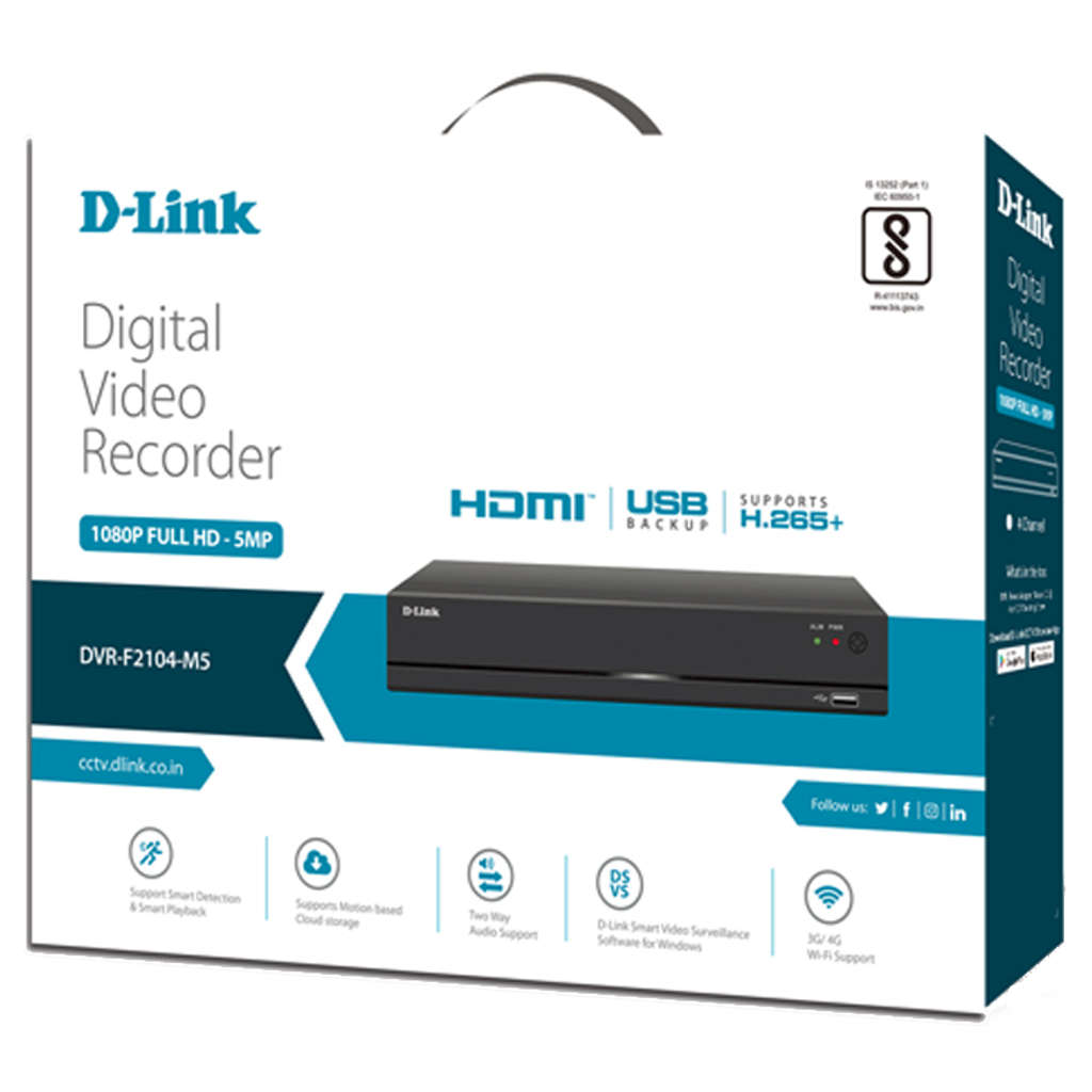 D-Link Digital Video Recorder 4CH H.265+ 1SATA DVR-F2104-M5