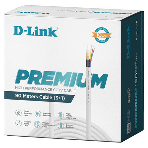 D-Link Premium High Performance CCTV Cable 90m(3+1) DCC-WHI-90 