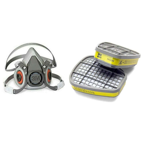 3M NIOSH Approved Half Facepiece Mask With Organic Vapor Acid Cartridge Set of 2 Pcs 