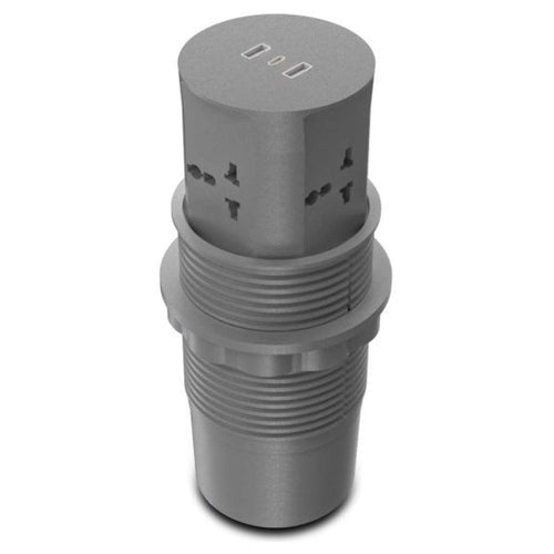 MX Table Top Power Post Push Up Socket Glass Silver Grey MX 7010 