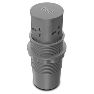 MX Table Top Power Post Push Up Socket Glass Silver Grey MX 7010 