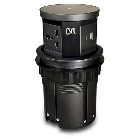 MX Table Top Power Wireless Push Up Socket Glass Black MX 7011 