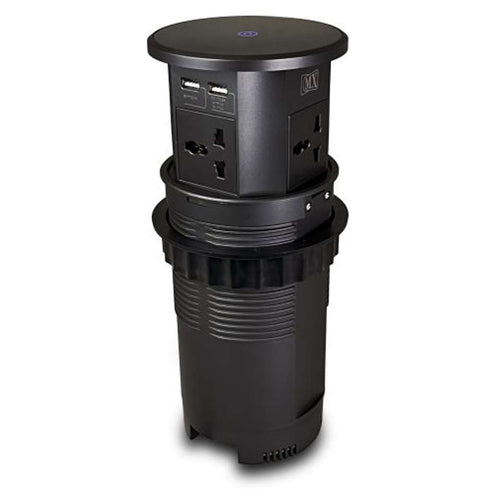 MX Table Top Power Wireless Push Up Socket Glass Black MX 7012 