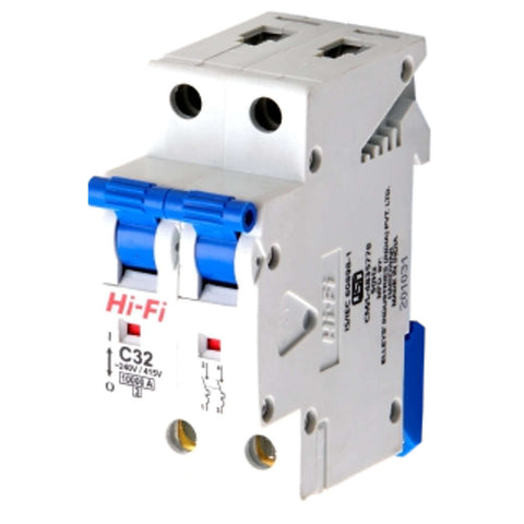 Hi-Fi B/C Series MCB Double Pole 10KA 6A-63A 