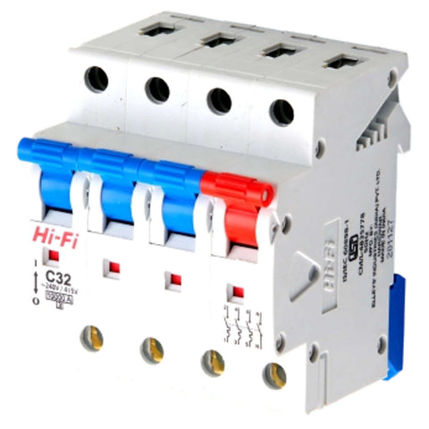 Hi-Fi B/C Series Neutral MCB Three Pole 10KA 6A-63A 