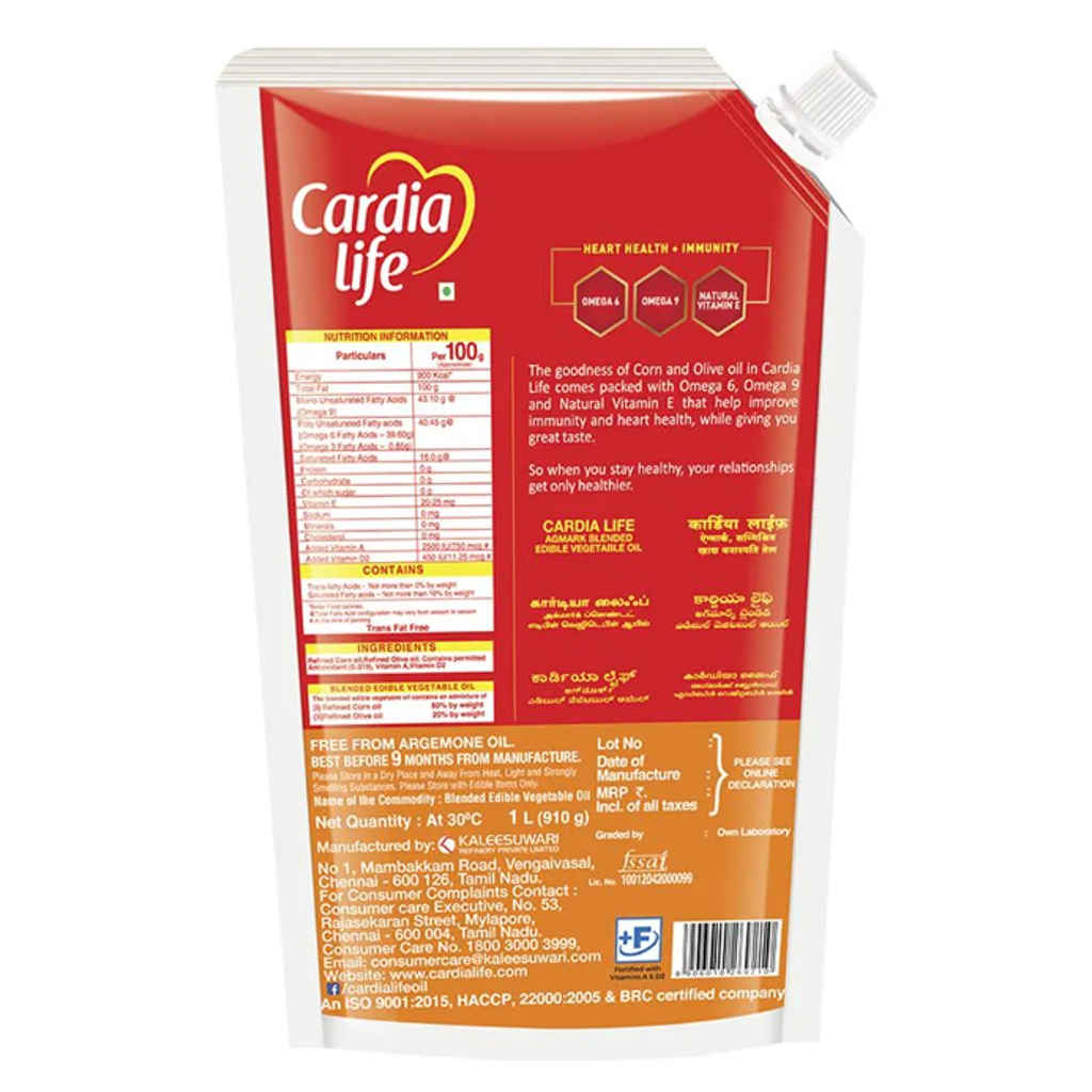 Cardia Life Ediable Oil 1 Ltr Pouch