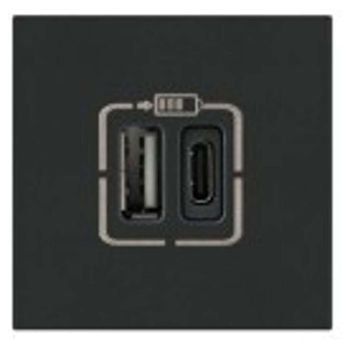 Legrand Lyncus Double USB Charger Type A & C 2M 3000mA Chic Grey 6774 89 