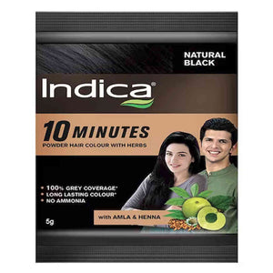 Indica 10 Minutes Powder Hair Color Shampoo Natural Black Rs.21 