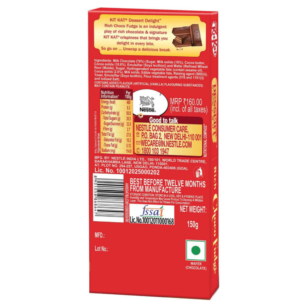 Nestle KitKat Dessert Delight Rich Choco Fudge Chocolate 150g