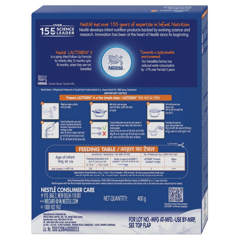 Nestle Lactogen 3 Stage Follow-Up Formula Powder After 12 Months 400g